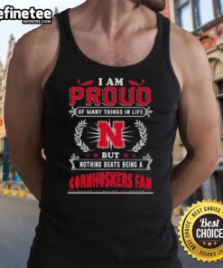 Proud Nebraska Cornhuskers fan wearing a tank top that celebrates their love for the team and college football.