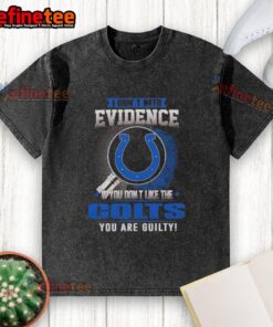 Alt Text: Funny 'Nice, I Don't Need Evidence' Indianapolis Colts washed t-shirt design for fans and skeptics.