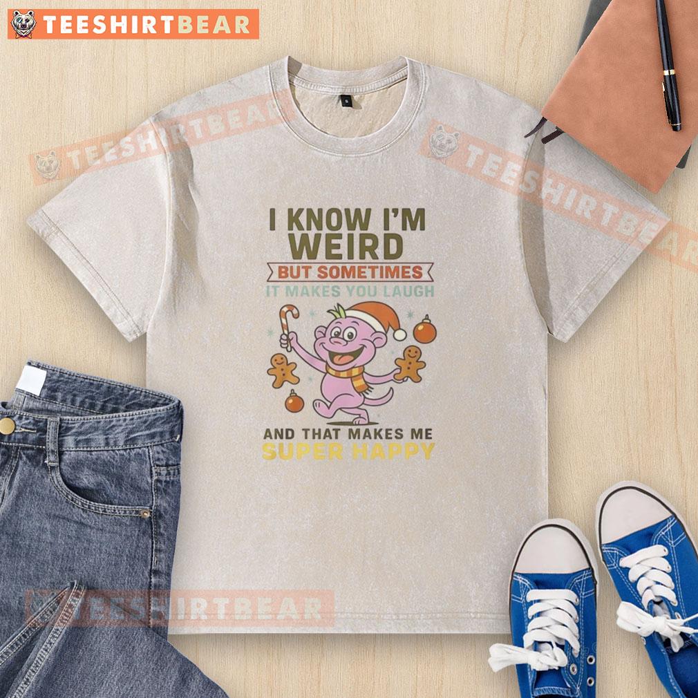 nice-i-know-im-weird-but-sometimes-it-makes-you-laugh-washed-t-shirt Funny washed t-shirt with 'Nice, I know I'm weird, but sometimes it makes you laugh' graphic for quirky fashion lovers.