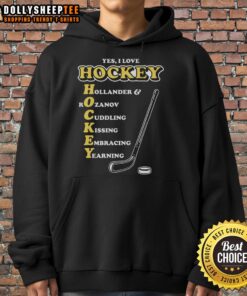 Nice I Love Hockey Acronym Hoodie in navy blue, perfect for hockey fans to show their passion for the sport.