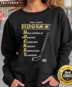 Nice I Love Hockey acronym sweatshirt in navy blue, perfect for hockey fans and stylish casual wear.