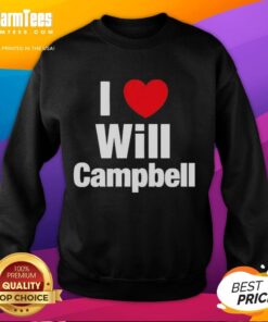 Alt Text: Cozy Nice I Love Will Campbell New England Patriots sweatshirt, perfect for football lovers and game day attire.