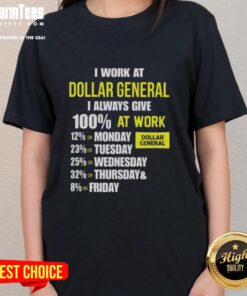 Nice I Work At Dollar General Ladies Tee showcasing dedication and hard work in a stylish design.