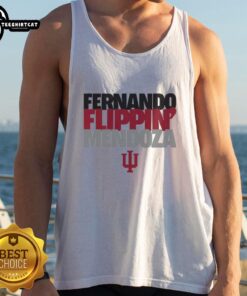 Fernando Flippin Mendoza wearing a Nice Indiana Hoosiers Football Player of the Year tank top at a game.