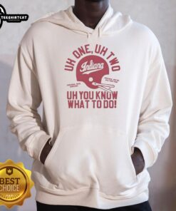 Alt Text: Nice Indiana Hoosiers Football Uh One Uh Two Uh You Know What To Do Helmet Hoodie for fans and enthusiasts