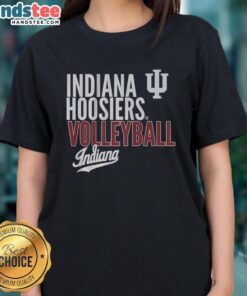 Alt Text: Ladies tee featuring Nice Indiana Huskers Volleyball NCAA text logo overlay design, perfect for sports fans.