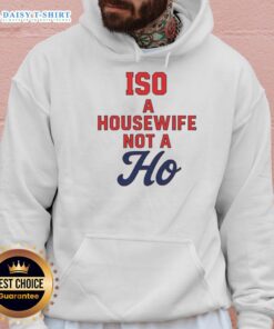 Stylish 'Nice ISO A Housewife Not A Ho' hoodie displayed on a mannequin, showcasing modern casual wear and empowering messages.