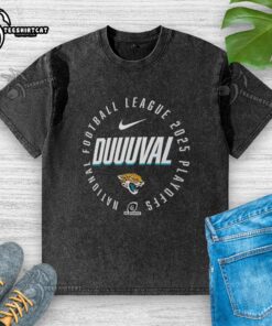Jacksonville Jaguars 2025 playoff participant highlight receiver washed t-shirt showcasing team spirit and style.