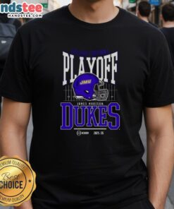 James Madison Dukes 2025-2026 College Football Playoff Bound Helmet T-Shirt showcasing team spirit and pride.