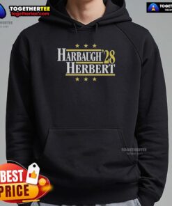 Nice Jim Harbaugh vs Justin Herbert Los Angeles Chargers 2028 hoodie featuring dynamic sports design and vibrant colors.