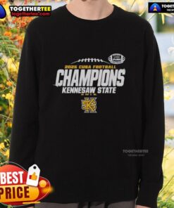 2025 Kennesaw State Owls C-USA Champs football locker room sweatshirt showcasing team pride and championship spirit.