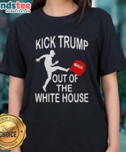 Womens tee featuring a red 'Make America Great Again' hat design, symbolizing support for Trump at the White House.
