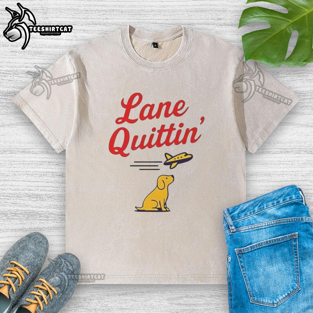 nice-lane-quittin-lane-kiffin-football-coach-dog-and-plane-washed-t-shirt Lane Kiffin football coach wearing a washed t-shirt with a dog and plane graphic at Nice Lane event.