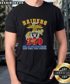 Las Vegas Raiders X U.S.M.C 250th Birthday Celebration T-Shirt featuring festive design and team logo.