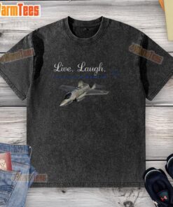 Nice Live Laugh Lockheed Martin washed t-shirt featuring a vintage design in soft fabric, perfect for casual wear.