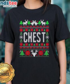 Nice Liz Langston Chest Christmas Ladies Tee featuring festive holiday design and comfortable fit for women.