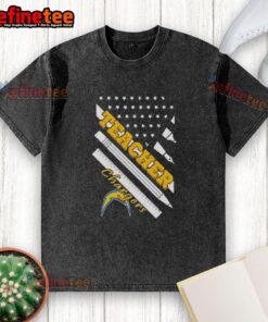 Nice-Los-Angeles-Chargers-Football-X-Teacher-American-Flag-Washed-T-Shirt