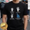 Alt Text: Los Angeles Dodgers T-shirt featuring 'Nothing Beats Rock Beats Scissors Paper Beats Rock Scissors Beats Paper' design.