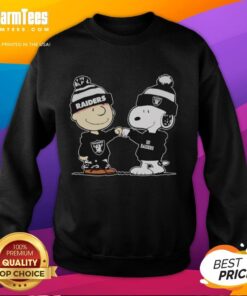 Los Angeles Raiders Snoopy and Charlie Brown best friends sweatshirt featuring vibrant graphics and cozy design.