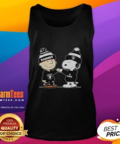 Los Angeles Raiders Snoopy and Charlie Brown Best Friends tank top design featuring iconic characters and team colors.