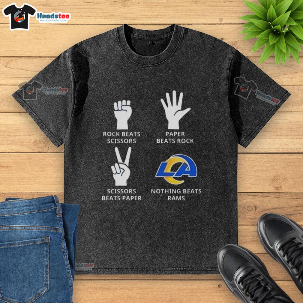 nice-los-angeles-rams-nothing-beats-rock-beats-scissors-paper-beats-rock-scissors-beats-paper-washed-t-shirt Nice Los Angeles Rams washed t-shirt featuring 'Nothing Beats Rock, Scissors, Paper Beats Rock' graphic design.