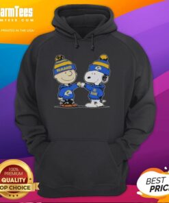 Alt Text: Cozy Los Angeles Rams hoodie featuring Snoopy and Charlie Brown as best friends, perfect for NFL fans.