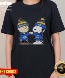 Nice Los Angeles Rams Snoopy and Charlie Brown Best Friends Ladies Tee featuring vibrant graphics and team spirit.