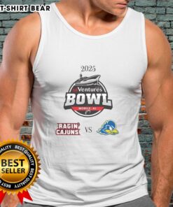 2025 Ventures Bowl tank top featuring Louisiana Ragin' Cajuns vs. Delaware Blue Hens design, perfect for game day.