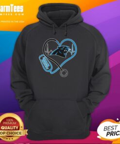 Carolina Panthers hoodie with stethoscope headphones design, perfect for fans who love music and football.