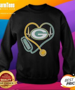 Nice Love Green Bay Packers stethoscope headphones sweatshirt for fans, perfect for game day and showing team spirit.