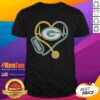Nice Love Green Bay Packers Stethoscope Headphones Fans T-Shirt showcasing team spirit for football enthusiasts.