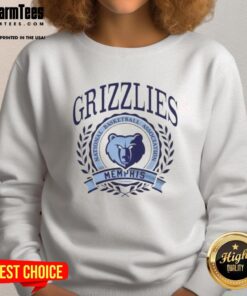 Alt Text: Cozy sweatshirt featuring the Memphis Grizzlies crest, perfect for NBA fans and sports enthusiasts.