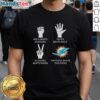 Miami Dolphins T-Shirt featuring 'Nothing Beats Rock Beats Scissors Paper Beats Rock Scissors Beats Paper' design.