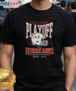 Miami Hurricanes 2025-2026 College Football Playoff Bound Helmet T-Shirt in vibrant colors, perfect for fans and supporters.