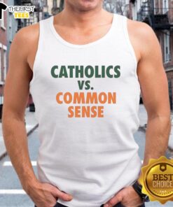 Stylish Nice Miami Hurricanes tank top featuring 'Catholics Vs Common Sense' design for fans and casual wear.