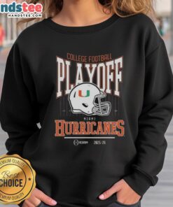 Miami Hurricanes College Football Playoff 2025-26 sweatshirt featuring team colors and logo for fans and supporters.