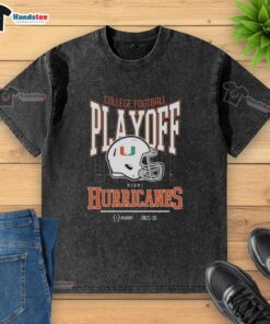Nice Miami Hurricanes College Football Playoff 2025-26 washed t-shirt showcasing team pride and vibrant colors.