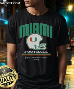 Nice Miami Hurricanes Helmet CFP College Football Playoff 2025-26 T-Shirt showcasing team pride and game-day spirit.