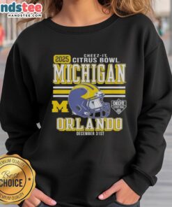 2025 Citrus Bowl Michigan Wolverines sweatshirt in Orlando, featuring vibrant team colors and logo.