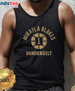 Mikayla Blakes Vanderbilt Commodores basketball tank top featuring name and number 1 design in team colors.