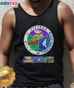 Nice Minnesota City sports tank top featuring Vikings, Timberwolves, and Wild logos, perfect for fans.