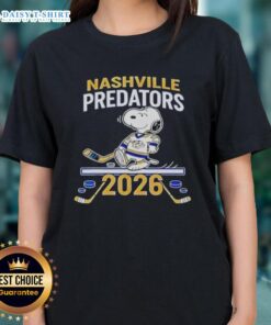 Nice Nashville Predators Hockey Snoopy Peanuts 2026 Ladies Tee featuring a fun design for fans of the team.