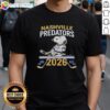 Nice Nashville Predators Hockey Snoopy Peanuts 2026 T-Shirt featuring Snoopy in Predators gear, perfect for fans.
