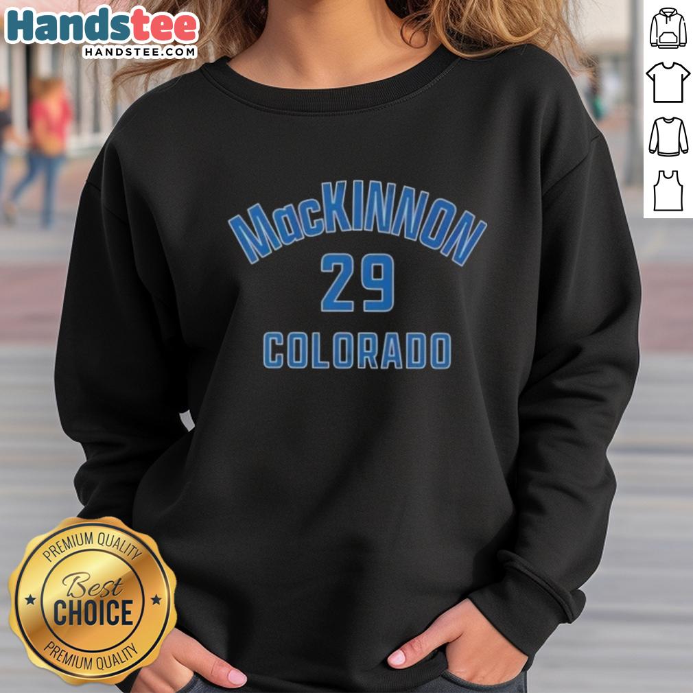 nice-nathan-mackinnon-colorado-name-and-number-29-hockey-sweatshirt Alt Text: Nathan MacKinnon Colorado hockey sweatshirt featuring name and number 29, perfect for fans of the Avalanche.
