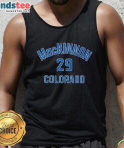 Alt Text: Nice Nathan MacKinnon Colorado Name and Number 29 Hockey Tank Top showcasing team spirit and player pride.
