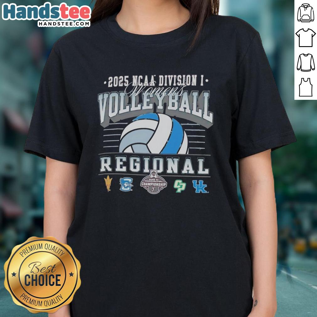 nice-ncaa-division-i-womens-volleyball-regionals-arizona-state-creighton-bluejays-cal-poly-kentucky-2025-ladies-tee Alt Text: 2025 NCAA Division I Women's Volleyball Regionals tee featuring Arizona State, Creighton Bluejays, Cal Poly, and Kentucky.