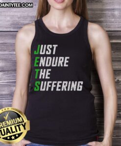 New York Jets 'Just Endure The Suffering' tank top design featuring team colors and logo, perfect for fans.