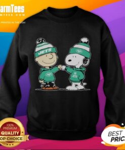 Alt Text: Cozy New York Jets Snoopy and Charlie Brown sweatshirt featuring best friends design, perfect for fans and casual wear.