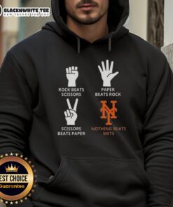 Nice New York Mets hoodie featuring 'Nothing Beats Rock, Paper, Scissors' design, perfect for fans and casual wear.