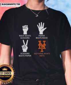 Stylish NY Mets ladies tee featuring 'Nothing Beats Rock, Paper, Scissors' design, perfect for baseball fans.